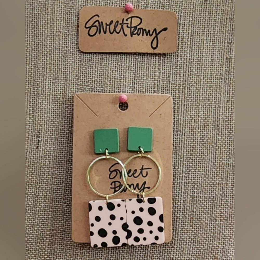 Rectangle Geometric Dangle Earrings - image 1